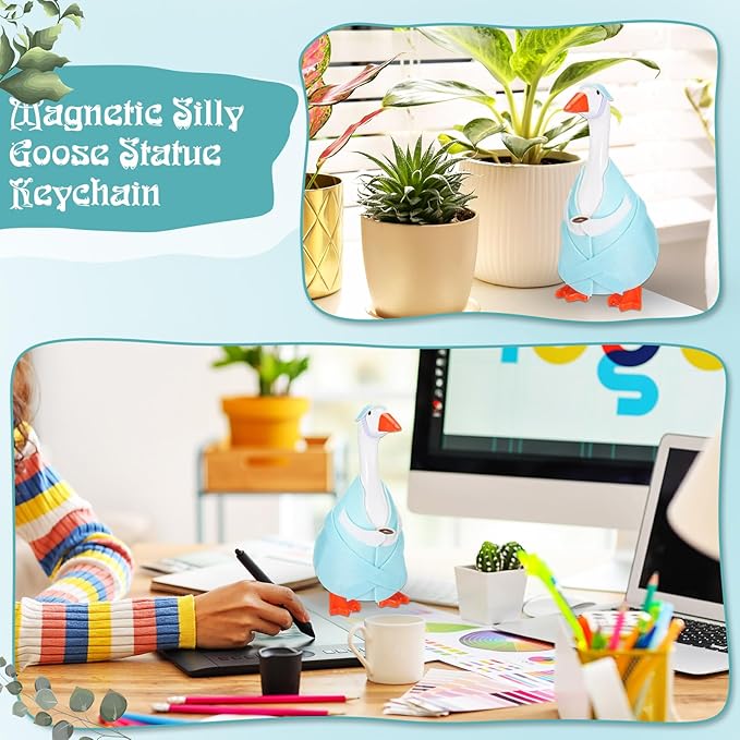 Soulchen 7" Desk Goose Tired Granny Mamma Robe Self Care Outfit Mini Desk Geese Cute Costume for Geese Figurine Desktop(Blue)