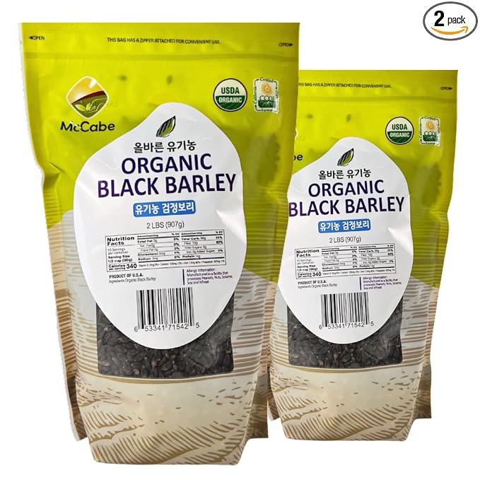 McCabe Organic Black Barley - Whole Grain Black Barley | USDA and CCOF Certified | Product of USA | 2 lbs (32 Oz) Pack of 2