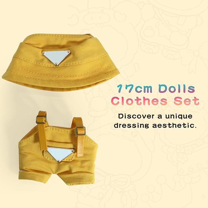 17cm Clothes Set (NO Doll): Hat & Overalls Set for 17cm Accessories Suit - Stylish Adorable Dolls Clothes Accessories - Cute Clothes for Dress up Unique Style (ZL-C003)