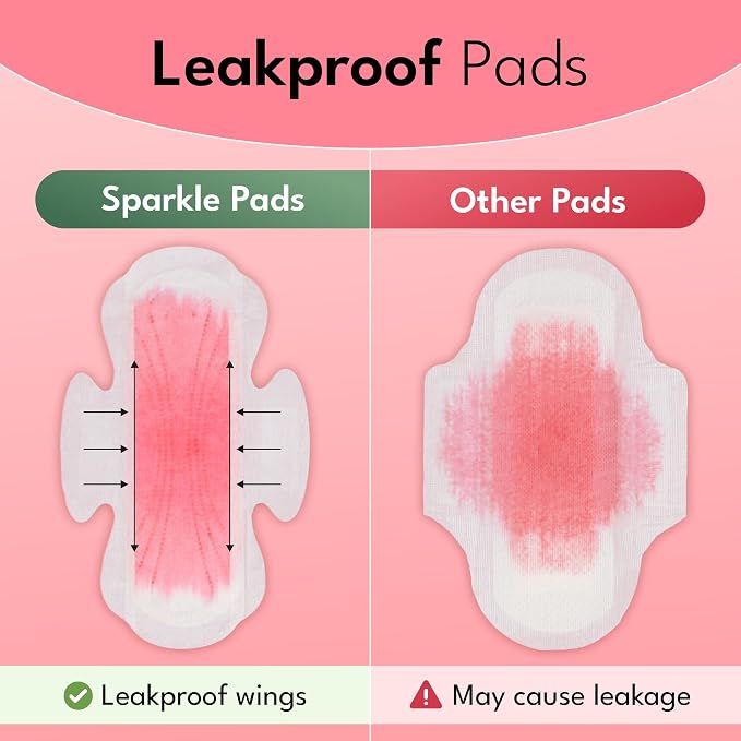 Sparkle Sanitary Pads for Women Overnight, Plant-Based Maxi Pads with Wings | Feminine Pads | Organic Pads | Period Pad Softer Than Cotton Pads, Heavy Absorbency, Unscented (Overnight Pads, 40 Count)