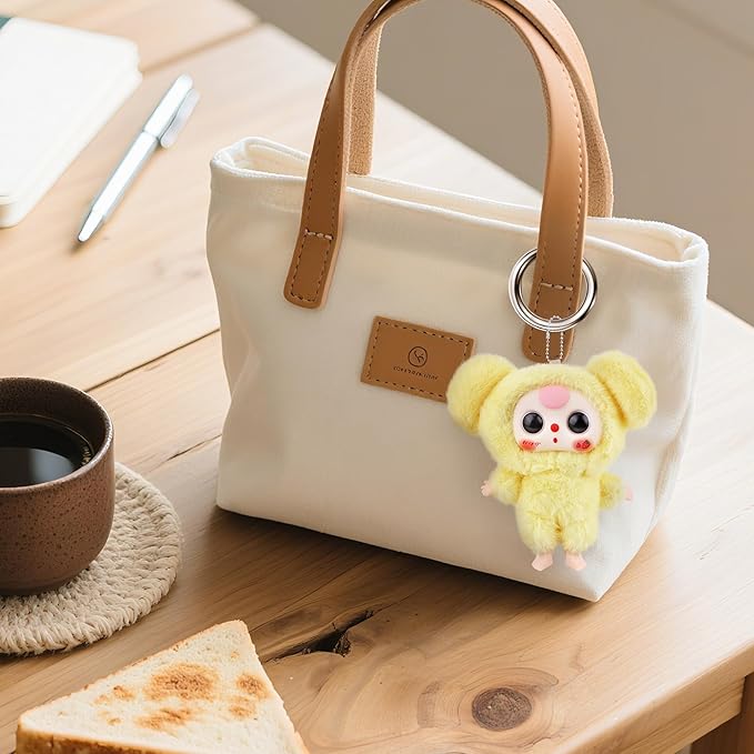 Vinyl Plush Pendant, Stuffed Animals with Cute Vinyl Face Vivid Expression for Girls Boys, Kawaii Macaron Yellow Plush Figures Stuffed Doll Gift for Birthday Home Car Décor Collectibles Toys Christmas
