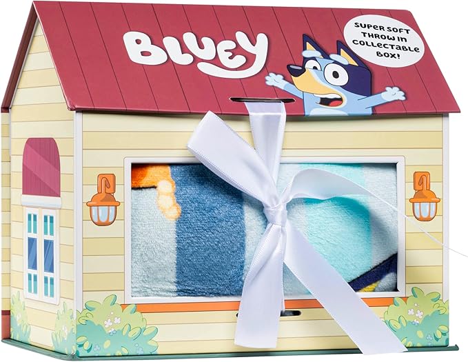 Jay Franco Bluey Throw Blanket with Gift Box - Throw Measures 46 x 60 Inches – Super Soft Special Edition Fleece Bedding