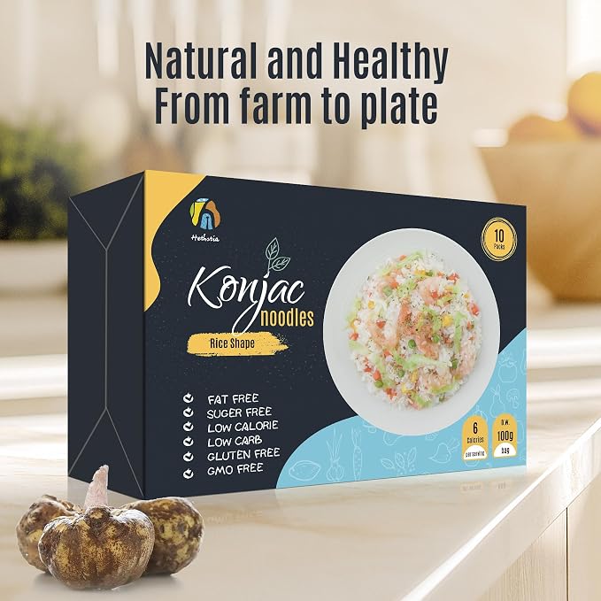 Hethstia Shirataki Rice, 10 Packs Gluten-Free Konjac Rice Low-Carb | Sugar-Free, Keto & Paleo-Friendly, Vegan, Low-Calorie, Ready-To-Eat Healthy Food