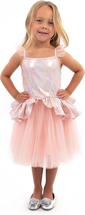 Little Adventures Rose Gold Tutu Princess Dress Up Costume - Machine Washable Child Pretend Play Dress with No Glitter