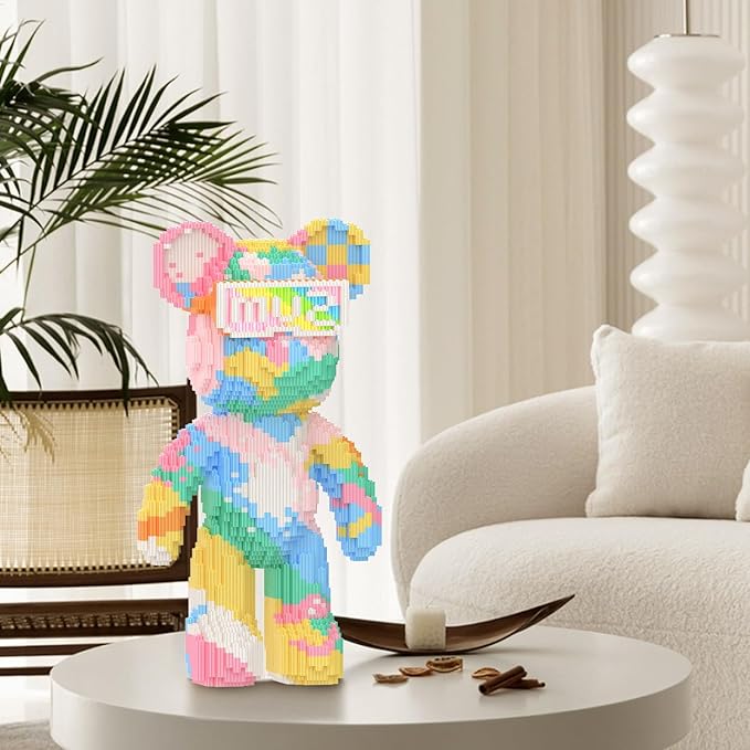 Bear Building Blocks with Organizer Bins (4500PCS), Fluorescent Bricks & Stroage Drawer, Gift for Adults & Kids, Ideal for Home & Office Decor, QR Code User Manual, 8886