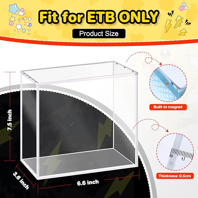 4 PCS ETB Protector Case, 5mm ETB Acrylic Display Case, Clear Ultra Acrylic Boxes for Display Compatible with Elite Trainer Box, Dustproof and Waterproof Display Box