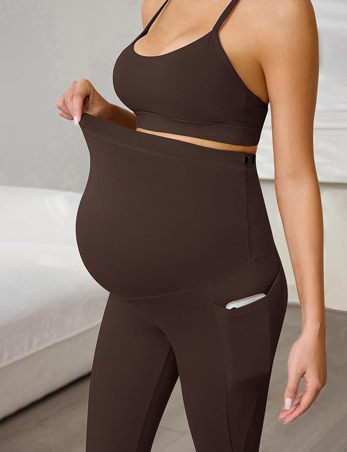 Buttergene 1 Pack Women's Maternity Leggings with Pockets Over The Belly Pregnancy Active Wear Workout Yoga Tights Pants