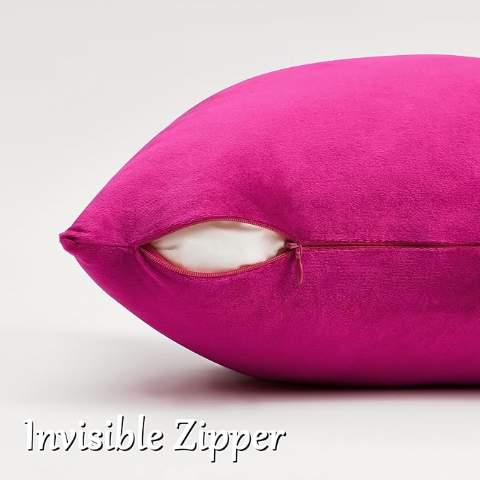 GIGIZAZA Hot Pink Velvet Pillow Covers 26x26 Decorative Pillows Pack of 2 | Throw Pillows for Couch,Euro Sham,280gsm Soft Textured Fabric,Modern Square Pillowcases,Luxury Cushion Covers