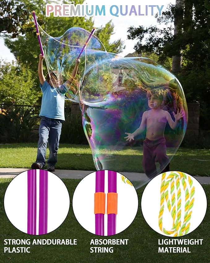 Giant Bubble Wands, Big Bubble Wands Toys Set with Tray Bulk Funny Bubbles Maker for Kids Toddlers Adults Summer Outdoor Activities Birthday Gifts Bubble Party Favors, 22 Pcs