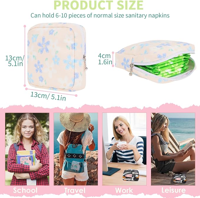 Sanitary Pad Storage Bag Portable Period Bag for Teen Pads/Sanitary Napkins/Small Tampons, Sanitary Napkin Storage Bag First Period Gifts for Teen Girls (Small Orchid)
