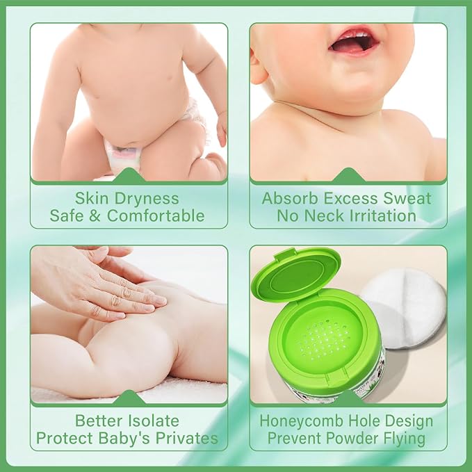 AOAO Baby Body Powder with Zinc Oxide, Talc-Free Natural Cornstarch & Lavender, Multi-Action Gentle Care for Sensitive Skin, Prevents Heat Rash & Keeps Cool & Dry, Newborn Essential & Family, 140g/5oz