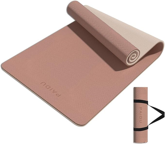 PAIDU Yoga Mat 8mm Super Thick TPE Fitness Mat | SGS Certified | Non-Slip, Odorless & Tear-Resistant | Unisex with Strap | for Yoga, Pilates, Meditation & Home Workouts