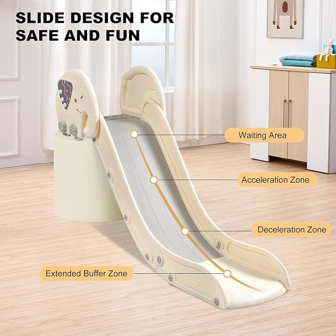 Indoor Couch Slide for Toddlers 1-3, Kids Baby Toddler Slide, Add-on for Modular Play Couches, Indoor Playset for Sofa Bed Stair, with Secure Guardrail, Gentle Slope, Extended Buffer Zone (Small)