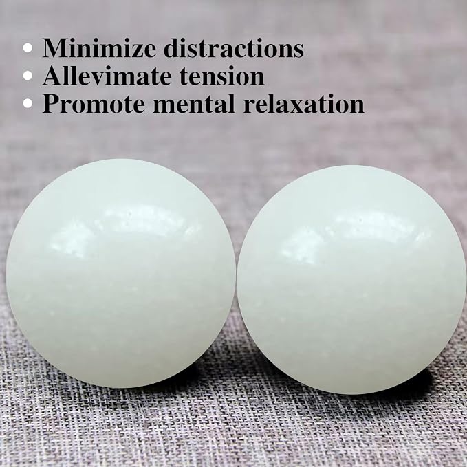Natural Marble Baoding Chinese Meditation Balls, Stress Relief Hand Exercise Therapy Set with a Retro Style Tassel Boxes for Gift, 2-Piece Set,White Medium-1.57"