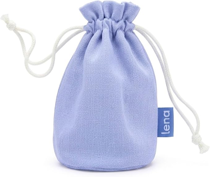 Lena Menstrual Cup Storage Bag - 100% Cotton Drawstring Pouch for Menstrual Cups, Period Cup Carrying Case, Breathable Cup Holder Bag for Travel and Storage, Disc Container, Light Blue