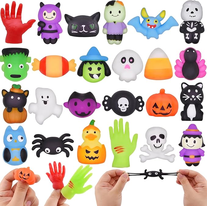 24 PCS Halloween Mochi Squishy Toys Squishies Halloween Toys for Kids Girls Boys Party Favors Halloween Party Favors Treat Bags Gifts
