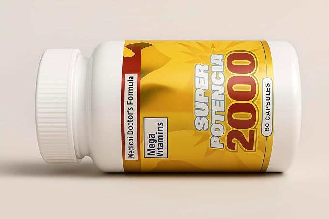 Mega Vitamins Super Potencia 2000 – Dietary Supplement for Men – 60 Capsules – Herbal Complex with Natural Ingredients – Daily Support Formula in Easy-to-Swallow Caps