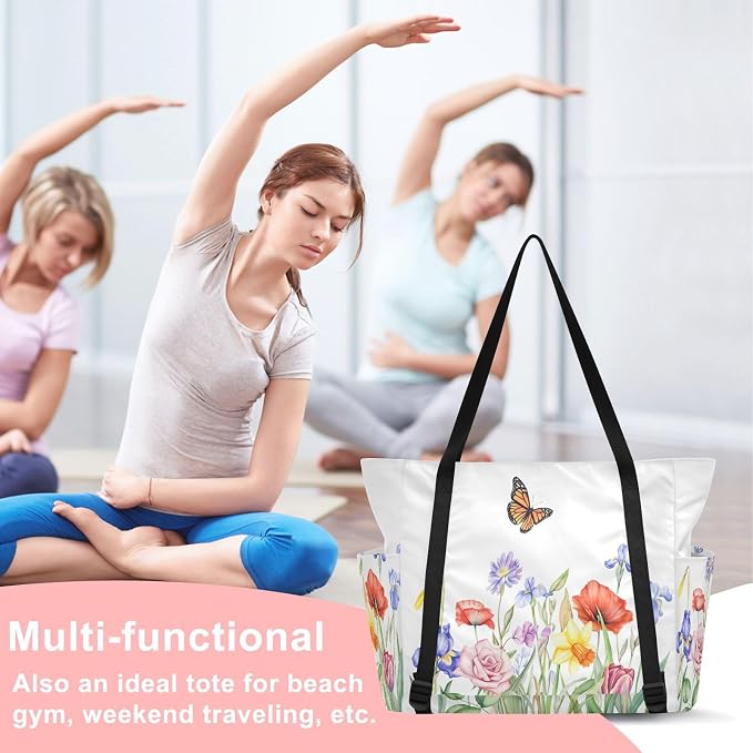 MCHIVER Yoga Bag for Women Men Large Yoga Mat Bag with Adjustable Strap Workout Bags Totes for Pilates Yoga Travel