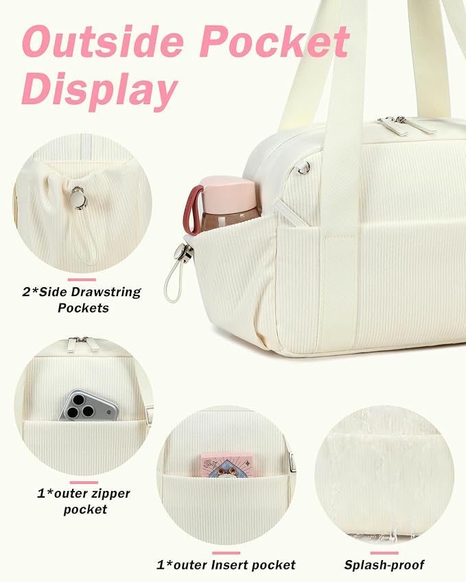 LOIDOU Aesthetic Mini Gym Bag for Women with Wet Dry Pocket, Lightweight Dance Ballet Gymnastic Small Tote Bag for Workout Yoga Clean Girl Lifestyle Overnight Weekend Trip