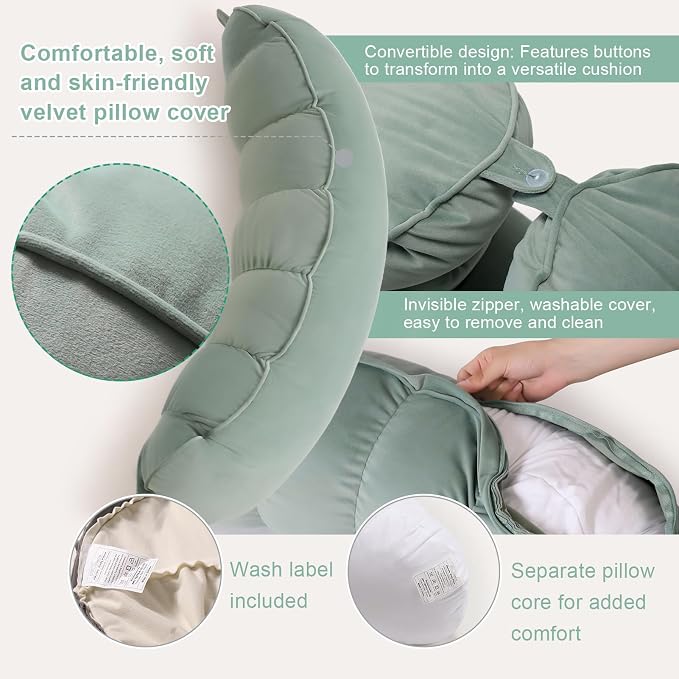 Peallow(Pat. Pend) – Long Round Body Pillow for Adults, Bolster Pillow for Sleeping, Soft and Supportive Pillow for Sleeping & Lumbar Support