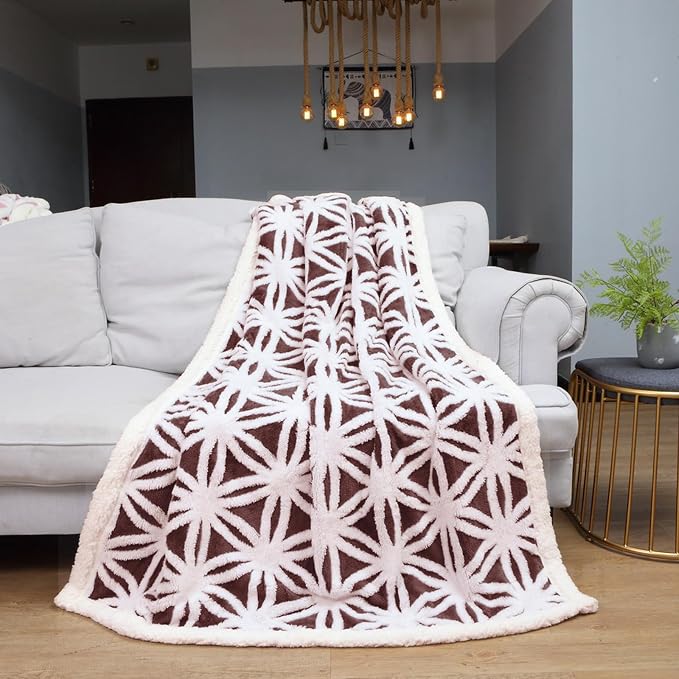LOMAO Sherpa Fleece Blanket Fuzzy Soft Throw Blanket Dual Sided Blanket for Couch Sofa Bed (Rose Brown, 60''x80'')