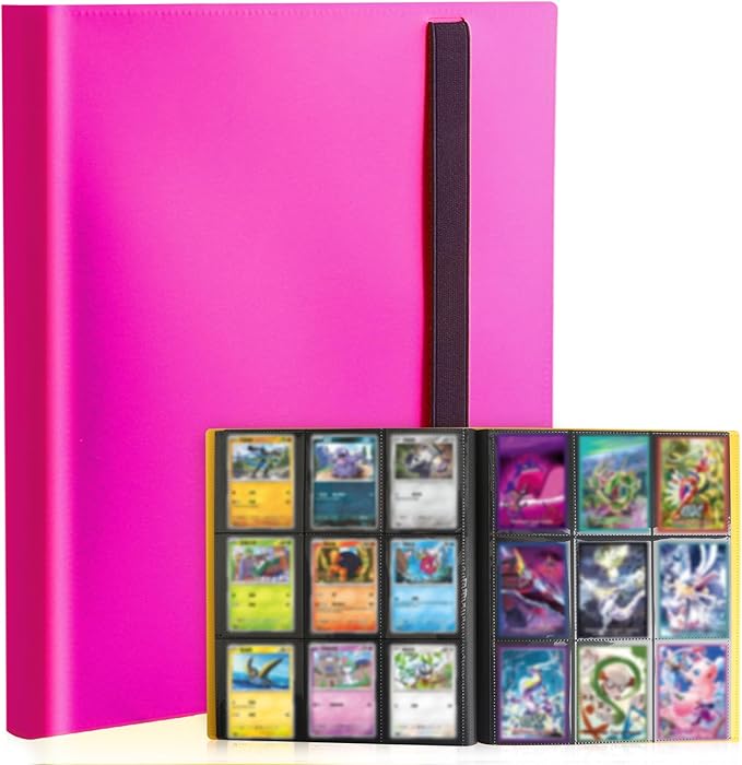 Card Binder 9-Pockets,Trading Card Binder,20 Pages, 360 Card Capacity Collection Binder, Card Folder for MTG, TCG, Game Cards & Sports Cards (Rose Red)