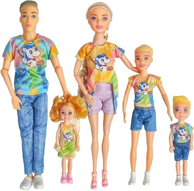 Interactive Family Toy Fun Action Figures Set, Imaginative Family Doll Play