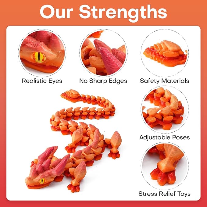 FYEFKJSA 3D Printed Dragon Eggs with Dragon Inside - 12Inch,Articulated Fidget 3D Printed Animals, Interesting Decorative Gift, Easter Basket Essentials Stuffers (Random Twilight Mountain Range)
