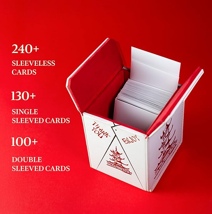 SleeveChief - China To Go! Trading Card Deck Box | vegan leather & Holo Design | MTG commander deck box & for ALL other trading card games | fits 100 double Sleeved Cards - for TCG Enthusiasts