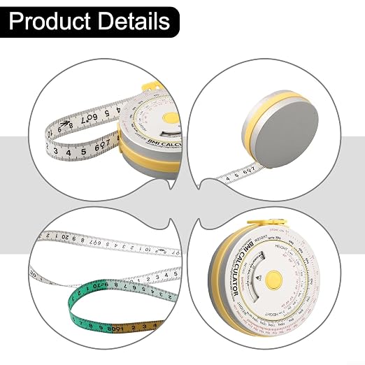 BMI Body Mass Index Tape Measure, Retractable Design with Lock Button, Plastic Material for Diet Fitness Tracking, 150cm/200cm Options(yellow)