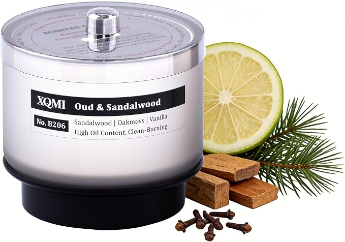 Smart Scented Candle Replaceable Refill with smart chip, Oud & Sandalwood, 4.25oz Large Jar with up to 35 Hour Burn, Giftable