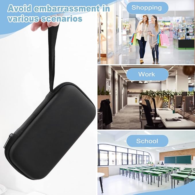 Tampon Holder for Purse,2 Pack Black Tampon Storage Bag with Zipper 6.3x3.3x1.2 inches Small Pouch for Feminine Products Portable Period Bags for Women,Ladies