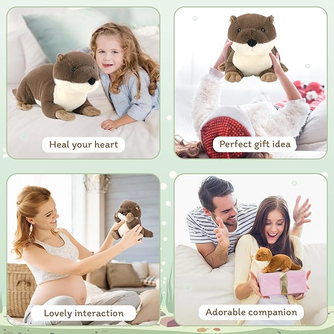 MaoGoLan 4Pcs River Otter Stuffed Animal with 3 Babies Inside-24in Giant Lifelike Soft Otter Plush Toys-Cuddly Wildlife Stuffed Animal for Otter Lover,Kids,Boys,Girls