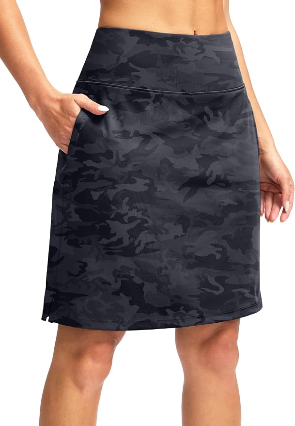 G Gradual 20" Skorts with Pockets Knee Length Golf Skirt | Built in Soft Shorts, High Waisted, Tummy Control, Breathable, Long Skorts for Athletic, Tennis, Dressy, Casual, Summer