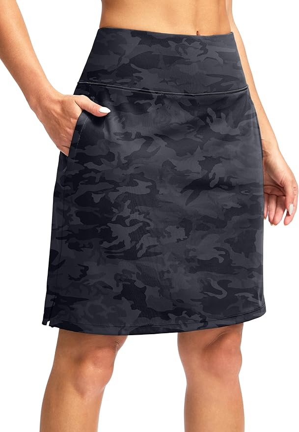 G Gradual 20" Skorts with Pockets Knee Length Golf Skirt | Built in Soft Shorts, High Waisted, Tummy Control, Breathable, Long Skorts for Athletic, Tennis, Dressy, Casual, Summer
