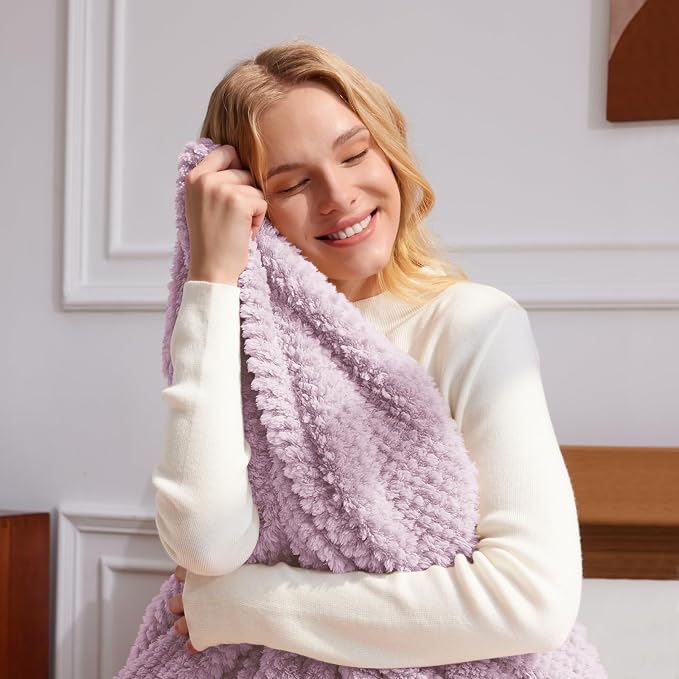Whale Flotilla Extra Large Soft Fleece Throw Blanket for Couch | 50x70 Inch, Lilac, Suitable for Sofa Chair Bed, Fluffy Fuzzy Jacquard Blankets for All Season, Lightweight and Cozy
