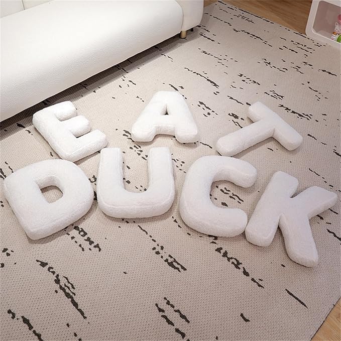 MOJUN Letter Plush Pillow, Soft Sofa Cushion Nursery Decor Kids Room Throw Pillow Cute A to Z Initial Letter Pillow Alphabet Cushion for Sofa Couch Living Room Bed Car Decoration, M