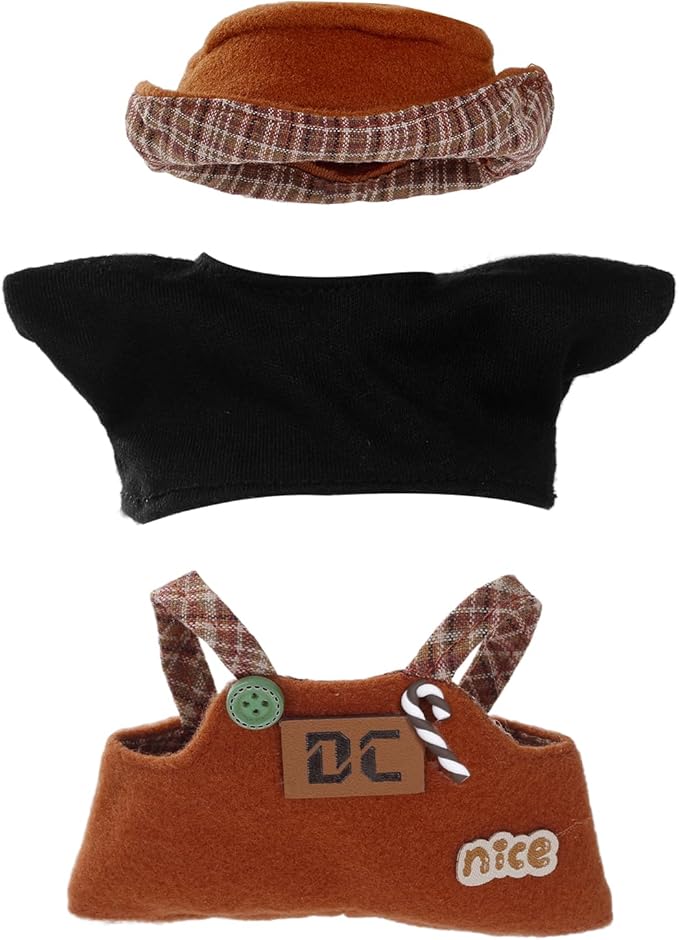 Clothes for 17cm Dolls Accessories, Includes Hat, Overalls,Stylish Adorable Doll Clothing Accessories ( No Doll (Red)