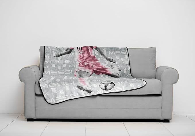 Jay Franco Kids Plush Throw Blanket – Soft & Cozy Fleece Throw for Bedroom & Couch Décor, Official Licensed Product, Grey - Messi, 46x60 - Throw Blanket