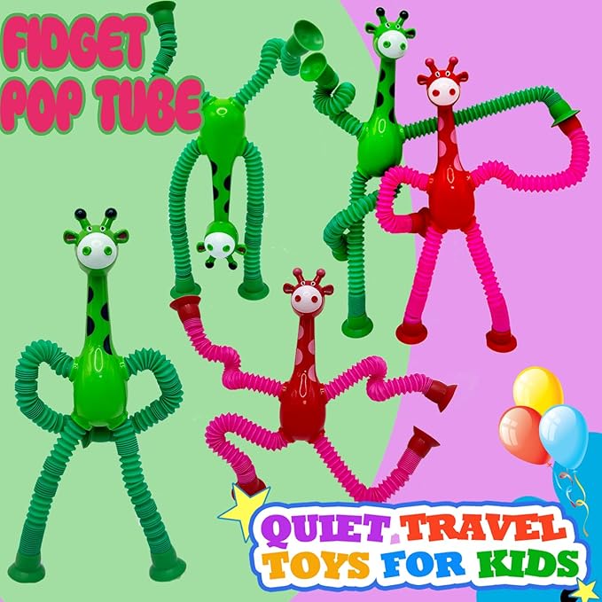 Suction Cup Robot Toy,Toys for Kids with Autism,Autism Sensory Products,Suction Cup Toy,pop Tubes Robots Stress and Anxiety Relief for Kids 3 4 5 6 7,Christmas Easter Gifts (Giraffe 12PC)
