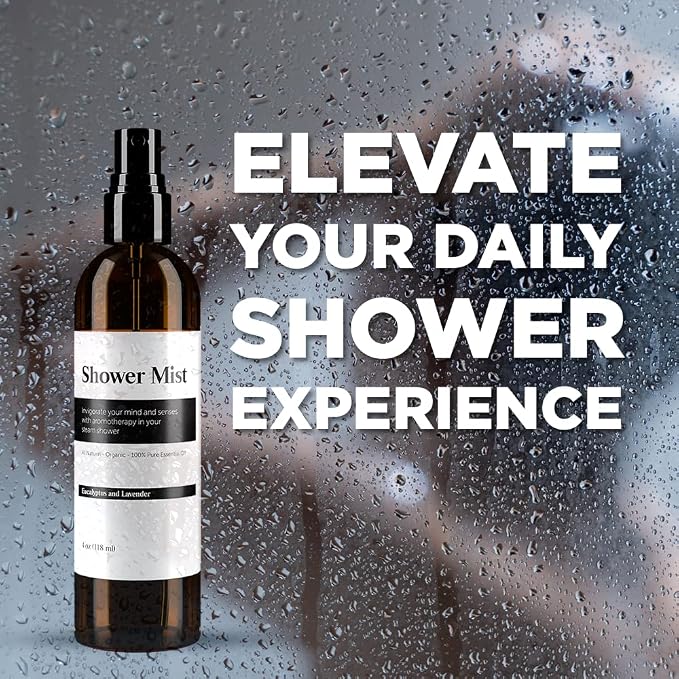 Eucalyptus and Lavender Daily Shower Spray – 4 fl oz | Naturally Made Essential Oil Shower Steamer for Sinus, Stress & Congestion Relief | Spa Mist, Aromatherapy, Room Scents - Enhances Mood (Brown)