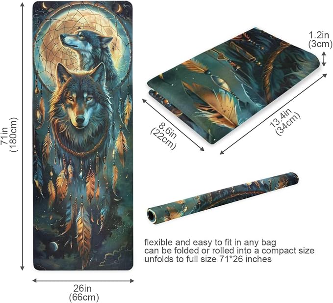 Skull Yoga Mat for Women Men 71" x 26" Non Slip Exercise & Fitness Mat 1mm Thick Workout Mat for Yoga, Pilates, Come with Storage Bag