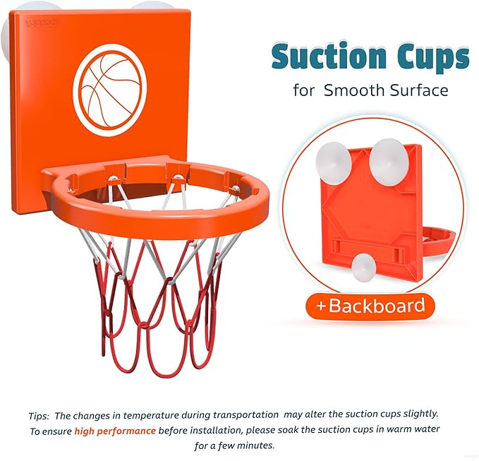 Bath Toys - Bathtub Basketball Hoop for Toddlers Kids | Suction Cups Baby Mini Basketball Hoop with 4 Soft Balls | Fun Bath Toy for Boys and Girls