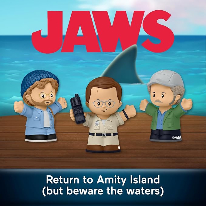 Little People Collector Jaws Movie Special Edition Set for Adults and Fans, 3 Character Figures in a Display Package