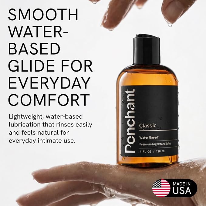 Penchant Classic Water-Based Personal Lubricant for Women and Men – Smooth Clean-Rinsing Personal Lube for Everyday Use - Unscented, Condom Compatible Lube for Sex - Made in USA (4 fl oz)