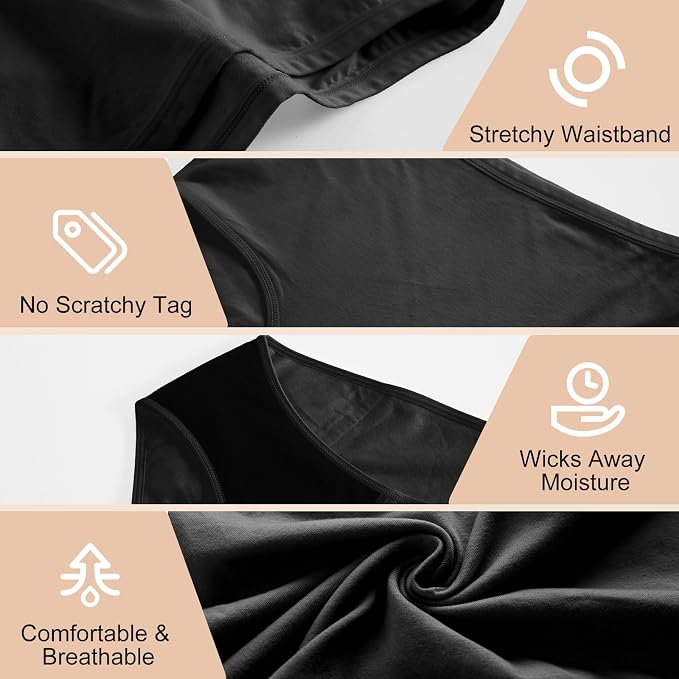 Incontinence Underwear for Women Leak Proof & Washable 3-Pack 5XL | 6-layer absorbency 60ml, cotton-rich & breathable. Reusable, postpartum, bladder control, daily protection briefs 3 pack