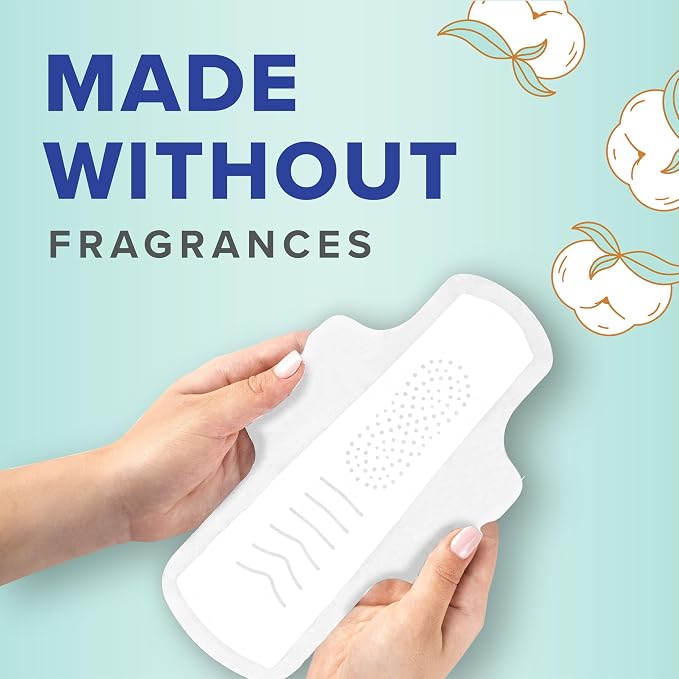 Always Pure Cotton Feminine Pads for Women, FlexFoam Pads with Wings, Size 3, Extra Heavy Flow Absorbency, Unscented, 66 Count (Pack of 2)