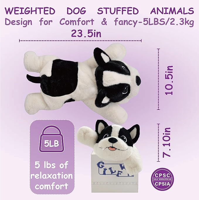 25" 5 lbs Dog Weighted Stuffed Animals :Big Large Weighted Plush Animal，Cute Plushie Pillow Toys, Ultra-Soft Washable Weighted Plush Pillowfort Gifts for Adults Kids Girls Boys Women