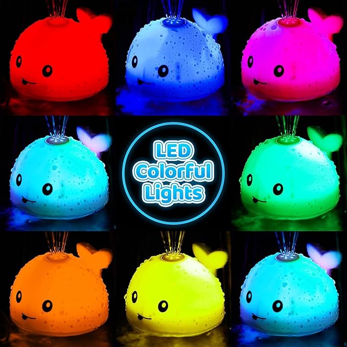 Baby Bath Toys for Kids Ages 1-3 & Babies 6-12 Months, Light Up Whale Sprinkler Water Toys for Infant Toddlers 1 2 3 Year Old Boys Girls Valentines Birthday Gifts Newborn Essentials