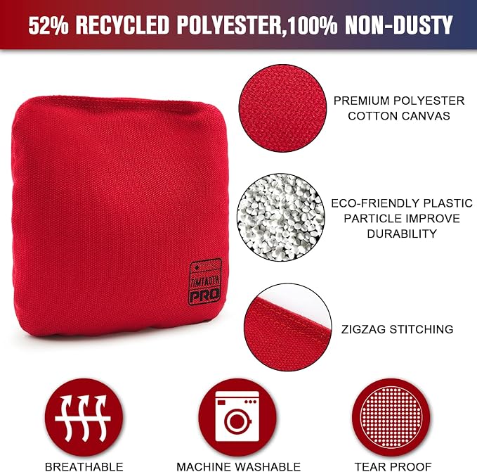 Dual Sided Corn Hole Bags Professional Cornhole Bags Set of 8 Regulation Corn Hole Bean Bags Slick and Stick